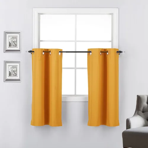 Vista 35 de Rooney Cortinas cortas negras para ventana, cortinas opacas con aislamiento con ojales, para cocina, sótano, oficina, 2 piezas, 30 x 36 pulgadas por