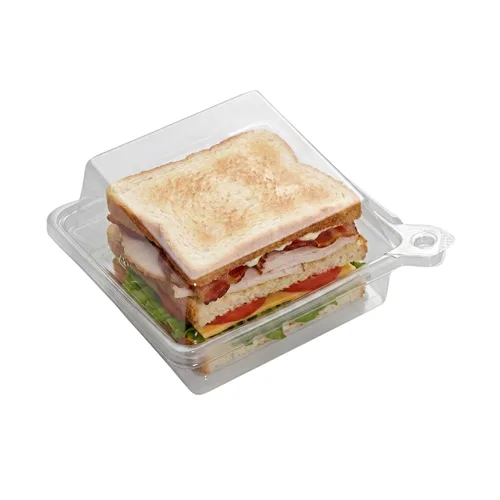 Vista 17 de Restaurantware Contenedor de alimentos, paquete de 100 recipientes de plástico de 6.7 x 5.7 x 1.6 pulgadas, tapa con bisagras, a prueba