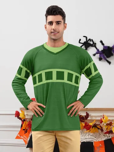 Vista 3 de Arvilhill Disfraz de Halloween para adultos, camisa polo clásica a rayas