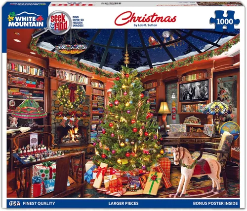 Vista 2 de White Mountain Rompecabezas de Navidad Seek & Find de 1000 piezas para adultos y familia