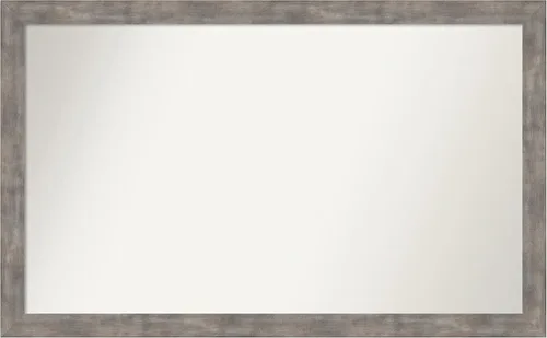 Vista 104 de Amanti Art Silver Bathroom Mirror for Over Sink, 26x45 Custom Made Marred Pewter Rectangle Vanity Mirror, Oversize Casual Wood Frame, Hangs Estaño