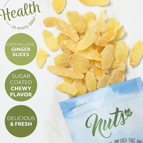Vista 4 de NUTS US - Rodajas de jengibre cristalizadas secas en bolsa resellable (1 libra)