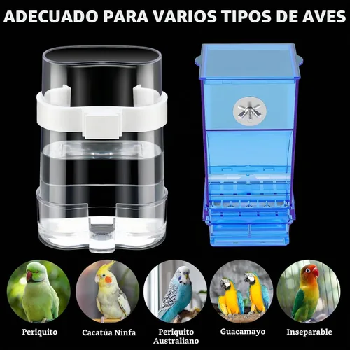 Vista 6 de Yaomiao - Juego de 4 comederos para pájaros sin desorden para jaulas, surtido, color azul