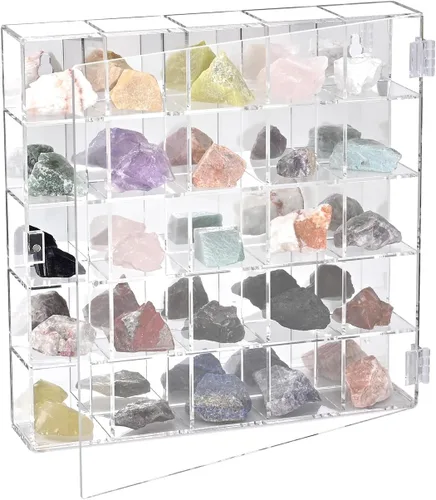 Vista 9 de Ikee Design Acrylic Mirrored Back 12 Compartment Organizer Display Case 12 compartimentos con espejo trasero