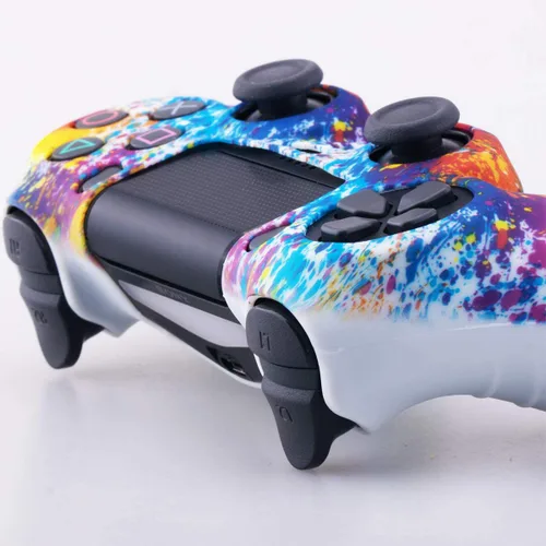 Vista 2 de Sofunii 2pcs Skin for PS4 Controller, Anti-Slip Silicone Cover Shell Case with 8 Thumb Grip Caps, Compatible with PlaySation 4 Slim/Pro Controller