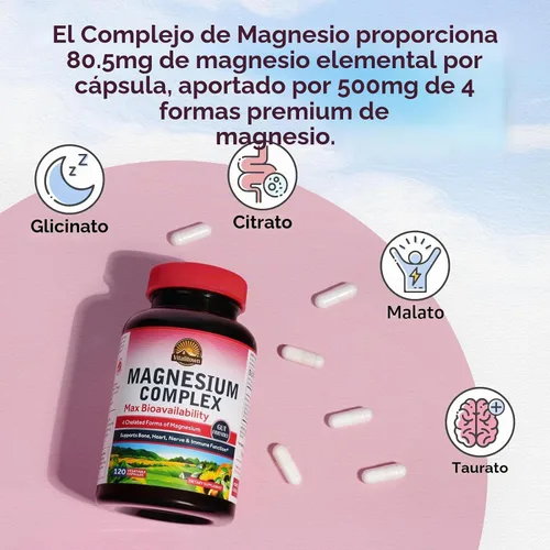 Vista 5 de Vitalitown Suplemento Complejo de Magnesio 500mg y Complejo de Vitamina C 1000mg