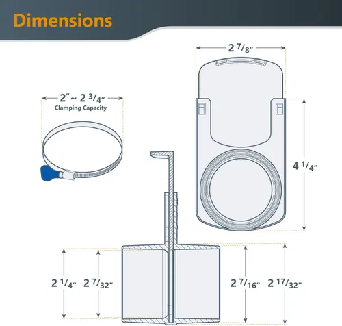 Vista 3 de POWERTEC Kit de accesorios de recolección de polvo de 2-1/2 pulgadas con conectores transparentes, puertas de chorro y abrazaderas de manguera