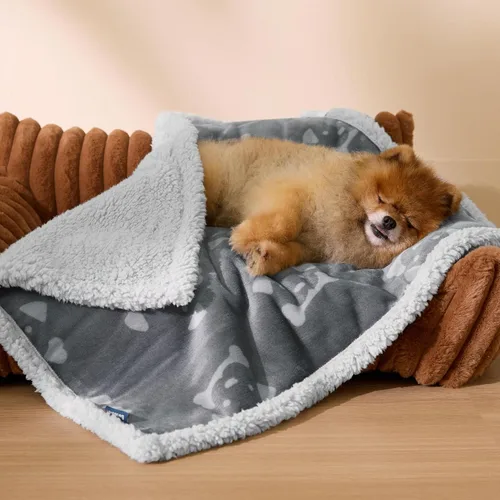 Vista 9 de Bedsure - Mantas impermeables para perros pequeños - Manta de felpa de sherpa con impresión suave lavable para perros y gatos, protector de muebles