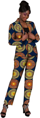 Vista 8 de XIAOHUAGUA Trajes africanos para mujer, conjunto de 2 piezas con estampado de Ankara Fs1496