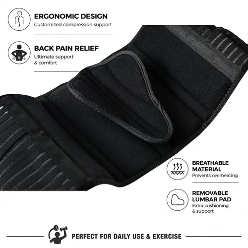 Vista 5 de Soporte de espalda para dolor de espalda baja - Cinturón de apoyo lumbar transpirable para alivio de ciática, hernia de disco y escoliosis - Correas