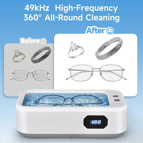 Vista 3 de Limpiador Ultrasónico de Joyería con Temporizador Digital, Limpiador de Joyería Electrónico Ultrasónico, Limpiador Ultrasónico de Joyería y Gafas