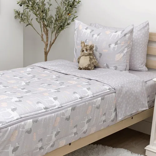 Vista 29 de Beddy's Juego de ropa de cama todo en uno con cremallera para niños, diseño Beige