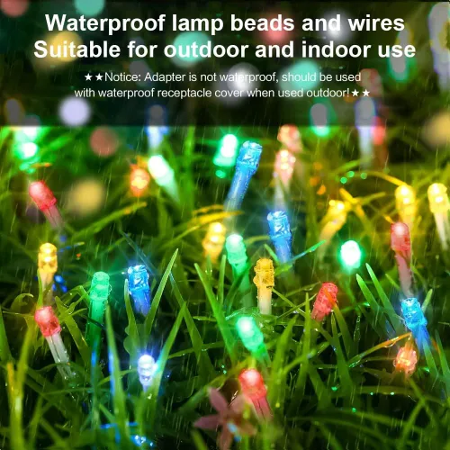 Vista 2 de Cadena de luces LED brillo mágico. Luces decorativas 200 LED 65.6 pies con modos multiintermitentes, controlador para la habitación de los niños