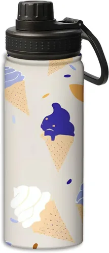 Vista 9 de Botellas de agua con patrón de mariposas y rosas aisladas de 18 onzas, botella de agua deportiva aislada de doble pared a prueba de fugas, taza