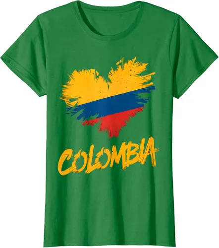 Vista 36 de Camiseta con la bandera del corazón de Colombia