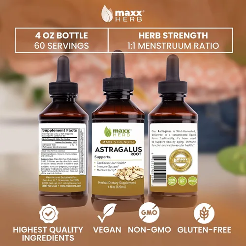 Vista 5 de Maxx Herb Extracto de raíz de astrágalo: la tintura líquida de máxima fuerza se absorbe mejor que las cápsulas o el polvo, para apoyo inmunológico