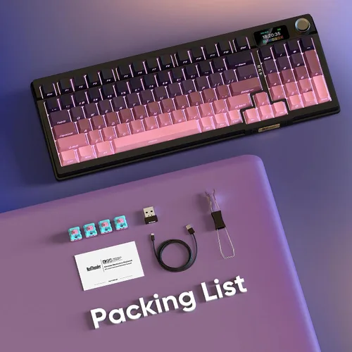 Vista 9 de RedThunder Teclado mecánico inalámbrico K95, pantalla y perilla TFT, conexión de modos de viaje, teclado personalizado de intercambio en caliente