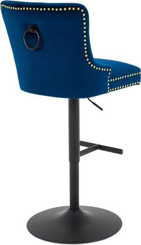 Vista 6 de Taburete de bar ajustable, silla de terciopelo con función giratoria y base negra, taburete de altura de mostrador para cocina, comedor y muebles