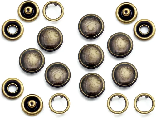 Vista 14 de CRAFTMEMORE 20 juegos de botones de perlas negras de 0.25 pulgadas (0.413 in) para camisa occidental (negro)