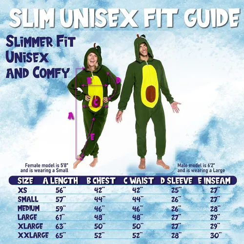 Vista 4 de Slim Pineapple and Avocado Adult Onesie - Food Halloween Costume - One Piece Cosplay Suit for Adults, Women and Men FUNZIEZ!