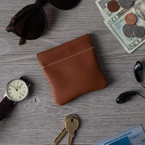 Vista 74 de Monedero clásico a presión, de cuero, para hombre de Nabobb, negro