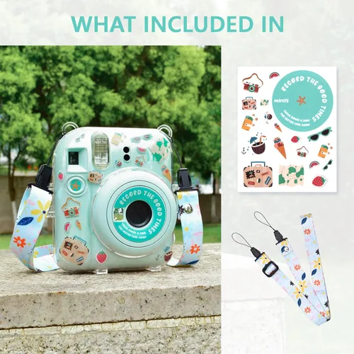 Vista 7 de Funda rígida transparente mejorada con adhesivo de bricolaje para cámara instantánea Fujifilm Instax Mini 12, funda transparente Instax Mini 12