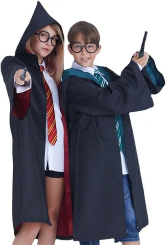 Vista 8 de Batas de mago, capa de mago, uniforme escolar, Halloween, Navidad, carnaval, cosplay, disfraz para adultos y adolescentes, capa con capucha