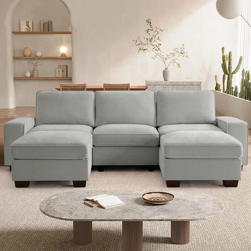 Vista 39 de TEKAMON - Sofá modular de 73" con almacenamiento en el asiento, sofá biplaza moderno de tela de chenilla para sala de estar, oficina, apartamento