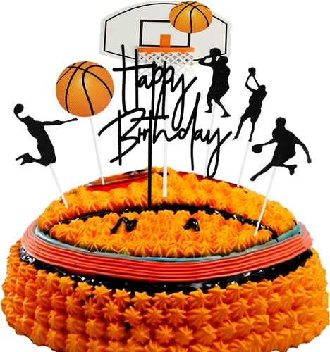 Vista 9 de Juego de 7 letras de baloncesto DIY feliz cumpleaños para niño pastel decoración de fiesta de pasteles deportes suministros de fiesta