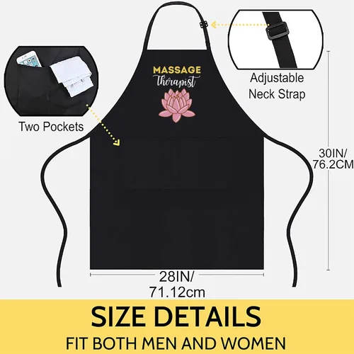 Vista 2 de Camiseta de terapia de masaje profesional para mujer, para terapeuta de masaje, para trabajo, delantal de cocina, delantales negros, talla 1
