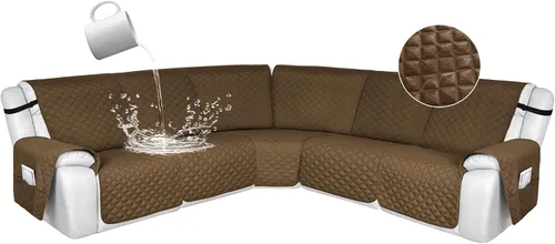 Vista 114 de HDCAXKJ Fundas de sofá seccional reclinable 100% impermeable, forma de L, funda de sofá reclinable lavable acolchada suave para mascotas, perro