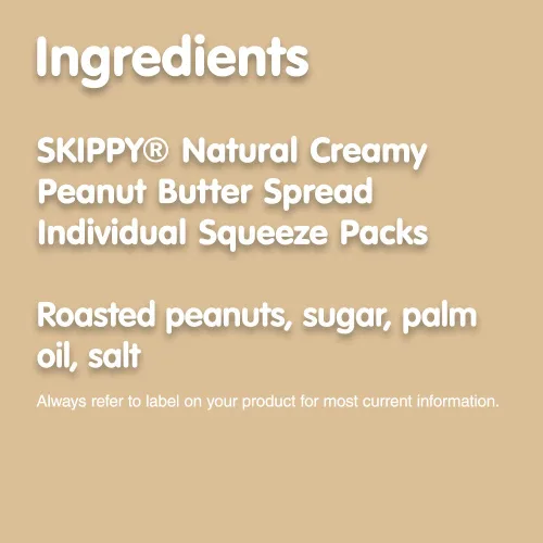 Vista 4 de SKIPPY Mantequilla de maní natural cremosa en paquetes individuales de extrusión, 1.15 oz (8 sobres)