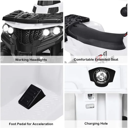 Vista 4 de OLAKIDS Vehículo eléctrico de 4 ruedas para niños pequeños, auto de juguete motorizado a batería para niños y niñas con luces, MP3, USB