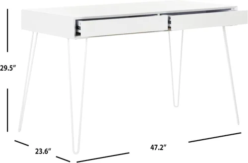 Vista 3 de Safavieh Home Collection Cade Mid Century - Escritorio retro con dos cajones, color blanco