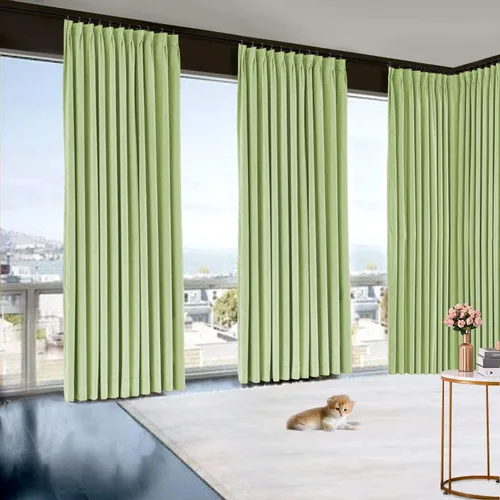 Vista 20 de Cortinas plisadas de doble pellizco extra largas sólidas de 2 pisos para ventana, sala, sala de teatro, oficina, sala, partición, atractivo Azul
