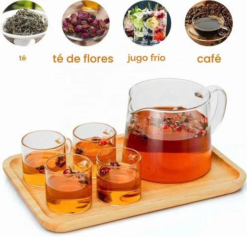Vista 6 de Tetera de vidrio 1000 ml/34 oz con infusor extraíble de acero inoxidable, tetera de vidrio resistente al calor de borosilicato, hervidor de té