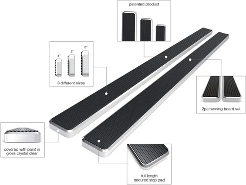 Vista 5 de Eboard - Estribo de 5 pulgadas, color plateado, compatible con Ford F150 SuperCrew Cab 2015-2025 y F150 Lightning 2022-2025 y F-250 F-350 Super Duty