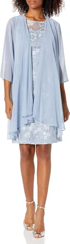 Vista 4 de Alex Evenings - Vestido corto bordado para mujer con chaqueta de ilusión