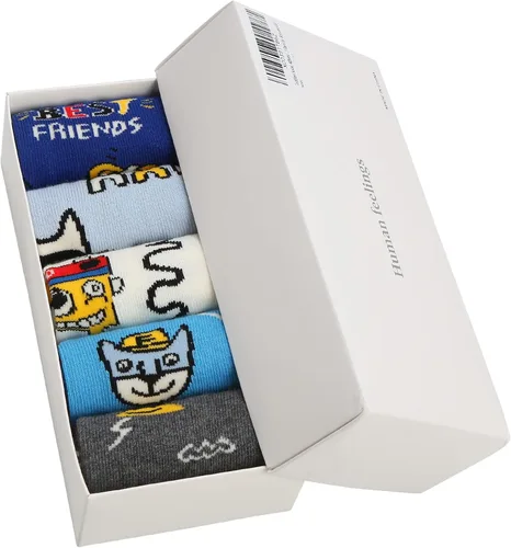 Vista 5 de HUMAN FEELINGS Calcetines para niños calcetines deportivos para niños de 4 a 12 años paquete de 5 pares de calcetines de vestir Azul-Blanco