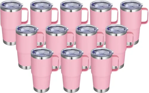 Vista 10 de Vaso térmico de acero inoxidable de 20 oz con asa, envase a granel, vasos termales metálicos aislados, taza de café de viaje con asa, vaso de doble