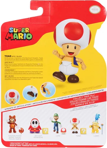 Vista 7 de Super Mario Figuras de acción de 4 pulgadas, sapo rojo con bloque de preguntas