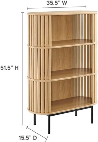 Vista 9 de Modway Fortitude - Estantería de tres niveles con almacenamiento abierto, color roble