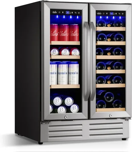 Vista 12 de Velivi Mini refrigerador con puerta de cristal, nevera pequeña, escritorio, enfriador de bebidas con cerradura para bebidas de cerveza, 1.4 pies