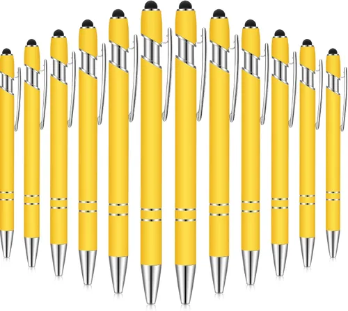 Vista 19 de Tenare 12 piezas 2 en 1 bolígrafo de metal con punta de lápiz capacitivo, bolígrafo de 1,0 mm de tinta negra para pantallas táctiles (color surtido)