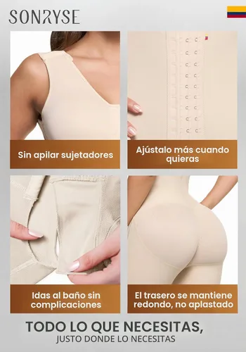 Vista 3 de Sonryse Faja Colombianas Prendas de Compresión Postoperatorio Etapa 2 Fajas Reductoras y Moldeadoras 086bf Beige