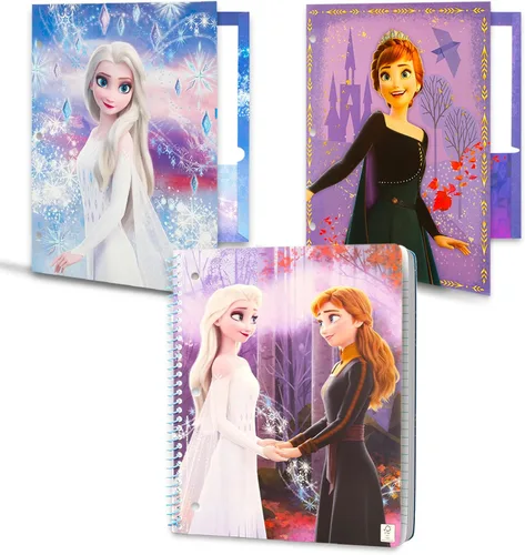 Vista 2 de Disney Frozen School Stationery Set – Incluye una carpeta de cartera, cuaderno, borrador, sacapuntas, lápiz, tatuajes y más Suministros de regreso