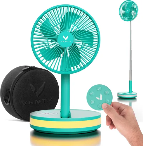 Vista 12 de VENTY Ventilador Portátil - Ventilador Operado por Batería Inalámbrico - 4 Velocidades - Iluminación LED - Estuche de Transporte y Control Remoto