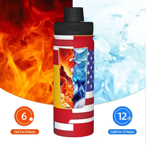 Vista 6 de American Spain Flag Insulated Stainless Steel Kettle Print Funny Water Bottle Insulated Ideal for Sports and Travel
