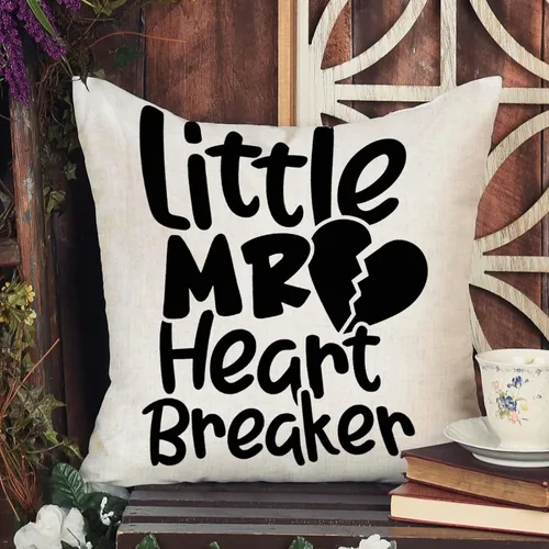 Vista 3 de Funda de almohada Little Mr Heartbreaker - Funda de cojín romántica para el día de San Valentín, boda, compromiso, decoración del hogar, sofá, sala