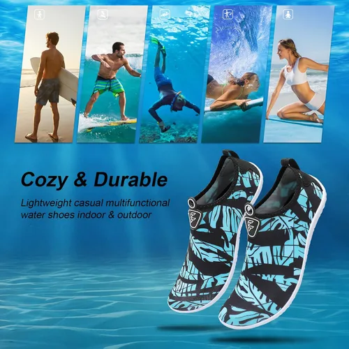 Vista 7 de Fires Zapatos de agua para mujeres y hombres, de secado rápido, calcetines de agua descalzos, transpirables, para senderismo, natación, playa, surf